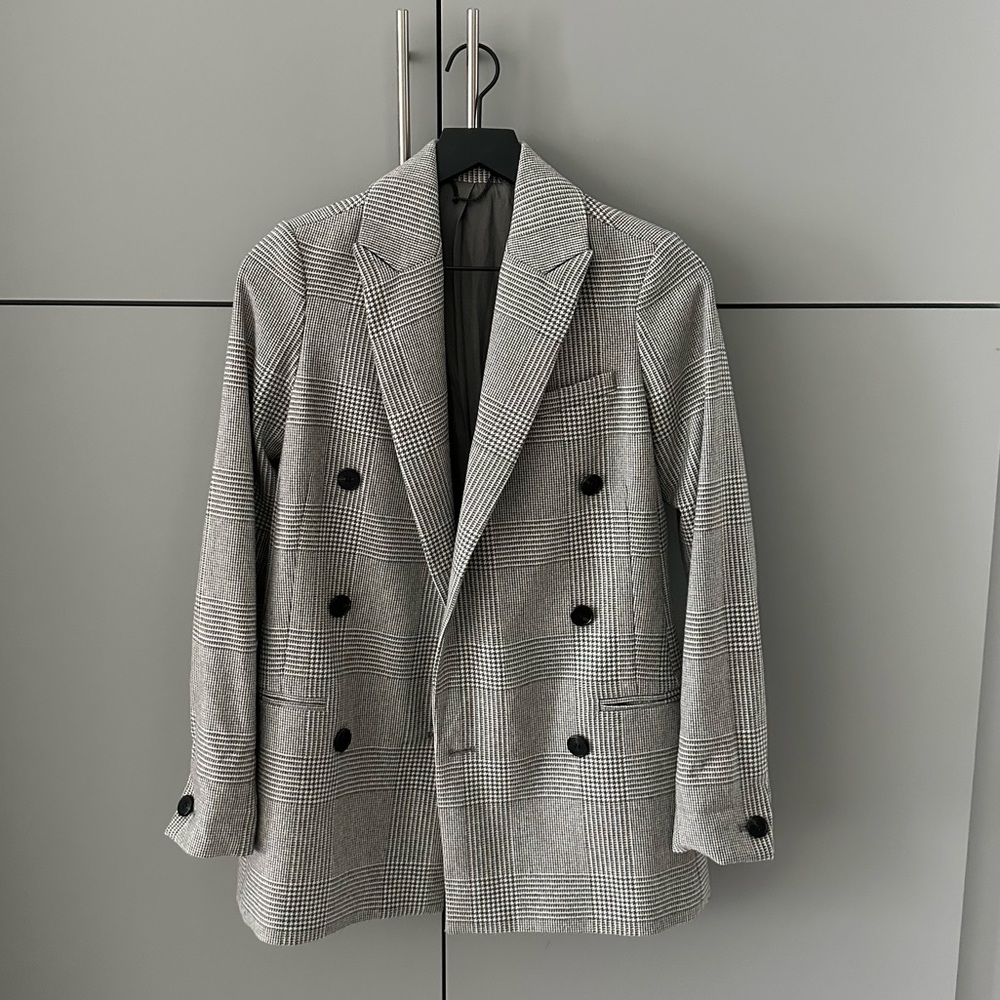 All Saints Gray Plaid Blazer